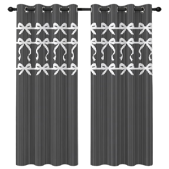Black White Vertical Stripes Blackout Curtains 84 Inches Long, Chic ...