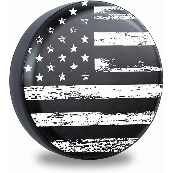 Black White Vintage American Flag Spare Tire Cover Protectors Weatherproof Dust-Proof for Fit for Jeep Wrangler RV, SUV, Truck Travel Trailer,Waterproof Tires 14" 15" 16" 17" 18''