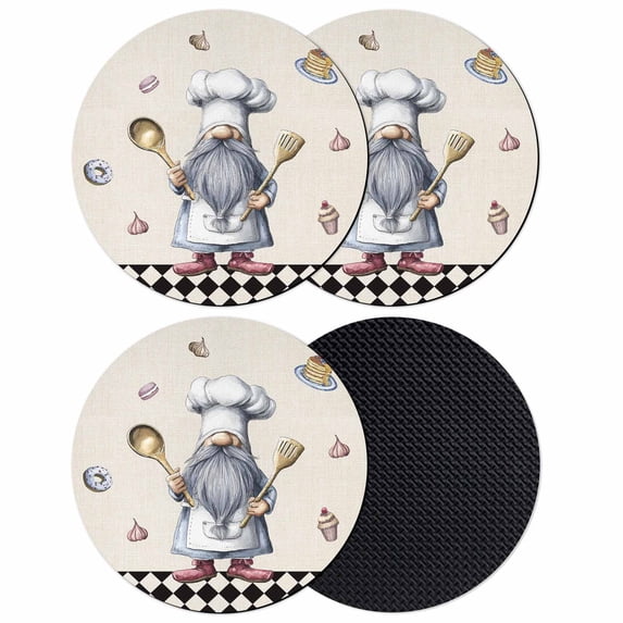 Black White Vintage Gnomes Coasters Set of 4, Absorbent Coasters for Drinks, Checkered Retro Art Rustic Coaster for Desk Coffee Table Protection, Home Decor House Warming Gifts 4"