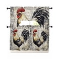 thumbnail image 1 of Black White Vintage Rooster Swag Kitchen Curtains Sets for Windows 24 Inch Length, Watercolor Farmhouse Animals Short Window Curtain Panels Swags Valances and Tiers 3 Piece Set for Cafe/Dining Room, 1 of 5