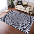 Black White Vortex Area Rug, 3D Optical Illusion Rugs, Soft Fluffy Anti