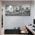 thumbnail image 1 of Black and White Wall Art Indianapolis City Skyline Pictures for Living Room Nightscape Canvas Paintings 3 Piece Artwork Room Decorations Giclee Framed Stretched Ready to Hang, 60" Wx28 H, 1 of 5