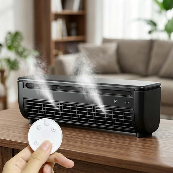 Black/White Wall Mount Air Conditioner No, Portable Mini Air Conditioner with Ice Mist, Wireless Charging AC Unit No Drill, 10s Rapid Cooling 6000mAh Battery for Kitchen & Tent(Black)