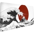 thumbnail image 1 of Black White Wave Gaming Mouse Pad XXL Japanese Red Sun Extended Big Large Desk Mat Non-Slip Rubber Base Stitched Edge Long Keyboard Mousepad for PC Computer Laptop,35.4×15.7 Inches, 1 of 5