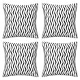 Black White Wave Pattern Decorative Throw Pillow Covers 4 Packs, Pillow