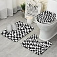thumbnail image 1 of Black and White Wavy Checkerboard Pattern Bathroom Rugs Sets 3 Piece,Toilet Cover Set,Absorbent Non Slip Bathroom Mats Sets with U-Shaped Contour Rug Toilet Rug Set, 1 of 5
