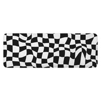 Black and White Wavy Checkerboard Pattern Kitchen Rug Mat,Kitchen Runner Rugs Non Skid Washable,Decorative Kitchen Floor Mats for Kitchen,Sink,Laundry,17"x47.2"