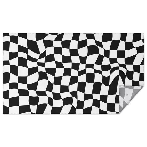 Black and White Wavy Checkerboard Pattern Rectangle Tablecloth 60"x102",Waterproof Polyester Rectangle Table Cloth, Wipeable Spillproof Polyester Tablecloth for Dining, Camping, Indoor and Outdoor