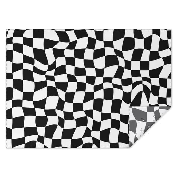 Black and White Wavy Checkerboard Pattern Rectangle Tablecloth 60"x84",Waterproof Polyester Rectangle Table Cloth, Wipeable Spillproof Polyester Tablecloth for Dining, Camping, Indoor and Outdoor