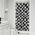 thumbnail image 1 of Black and White Wavy Checkerboard Pattern Shower Curtain 36"x72" ,Bathroom Decorative Shower Curtains Set with 12 Hooks,Modern Waterproof Washable Shower Curtain, 1 of 6