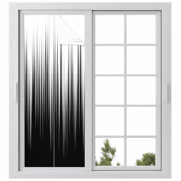 Black White Window Privacy Film, Modern Geometric Abstract Gradient Striped Static Cling UV Sun Blocking Heat Control Window Tint Day and Night, Non-Adhesive One Way Windows Privacy Cover 23.6''x59''