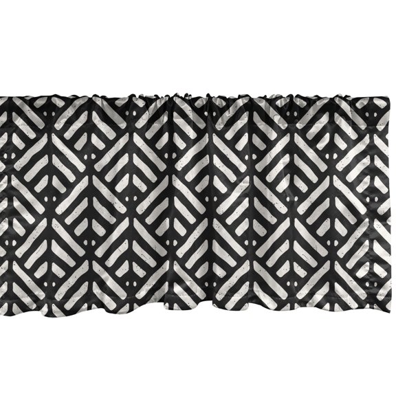 Ambesonne Black and White Valance Pack of 2, Retro Grunge Lines, 54"X12", Black White