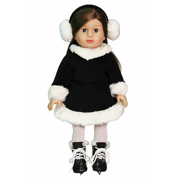 Black & White Winter Figure Skater 4pc Outfit for 18inch Dolls | American Fashion World