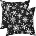 thumbnail image 1 of Black White Winter Snowflakes Pillow Covers 20x20 Set of 2 Christmas Print Decorative Throw Pillows Outdoor Farmhouse Xmas Holiday Seasnoal Pillowcases Cushion Case Decor for Home Sofa Couch Bed, 1 of 6