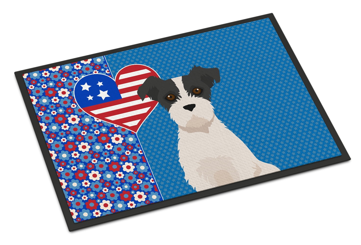 Black White Wirehair Jack Russell Terrier USA American Indoor or Outdoor Mat 24x36