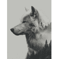 thumbnail image 1 of Black White Wolf Forest Landscape Canvas Print, Minimal Rustic Fantasy Nature Home Wall Decor Art, 1 of 8