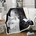 thumbnail image 1 of Black and White Wolf Throw Blanket for Wolf Lovers Fuzzy Blanket Throw, Moon Wolves Design Fleece Blanket Adults 3D Digital Animal Sherpa Blanket Soft Bed Blanket for All Season, 1 of 4