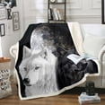 thumbnail image 1 of Black and White Wolf Throw Blanket for Wolf Lovers Fuzzy Blanket Twin, Moon Wolves Design Fleece Blanket Adults 3D Digital Animal Sherpa Blanket Soft Bed Blanket for All Season, 1 of 4