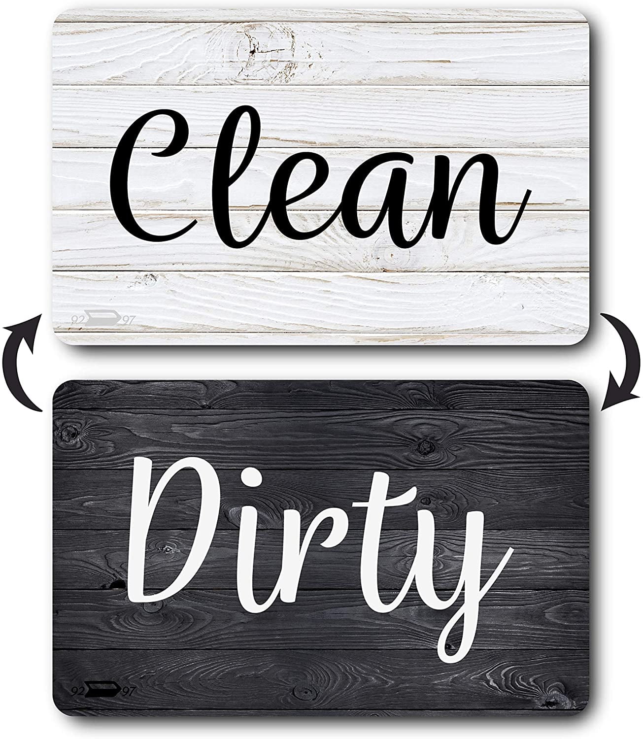 Black & White Wood Clean Dirty Magnet for Dishwasher, Reversible Dishwasher Magnet Clean Dirty Sign, Magnetic Dish Washer Sign Indicator, Rustic Farmhouse Kitchen Decor, Rustic White & Black Wood