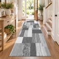Black White Wood Stripes Area Rug 2'x6', Non-Slip Washable Rectangle ...