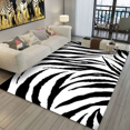 thumbnail image 1 of Black And White Zebra Area Rugs, Modern Abstract Art Rug, Irregular Striped Carpet, Zebra Print Washable Rug Ideal For Room Sofa Living Room Rug Bedroom Home Decor 5' x 7', 1 of 6