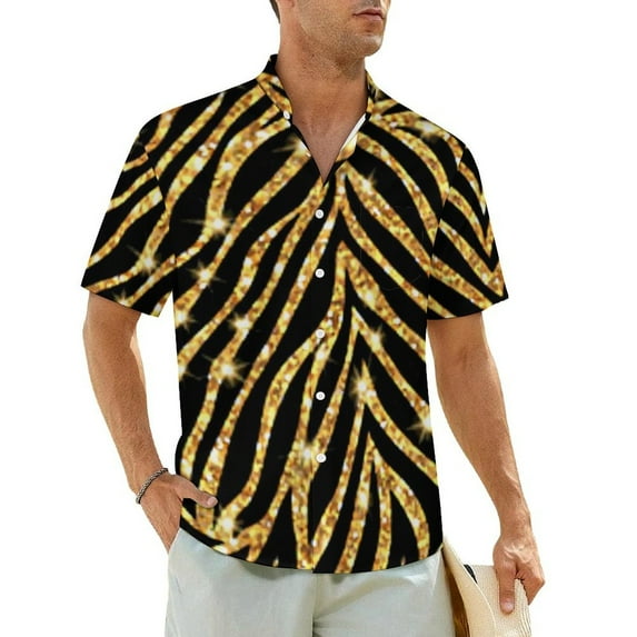 Black White Zebra Beach Shirt Animal Print Hawaii Casual Shirts Men Retro Blouses Short Sl