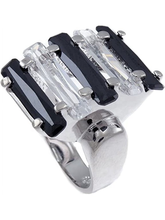 Black & White Zebra Cocktail Iced CZ Ladies Ring RL163