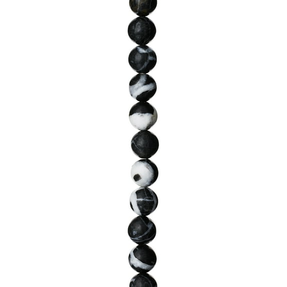 Black & White Zebra Stone Round Beads - 8mm by Bead Landing