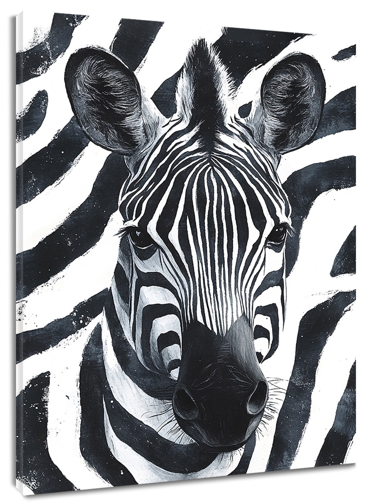 Black and White Zebra Wall Art, African Wildlife Animal Canvas Wall Art ...