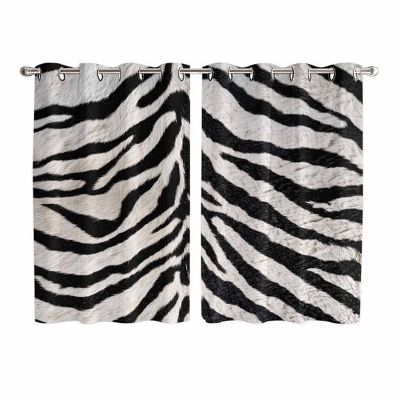 Black White Zebras Kitchen Curtains Window Panels, Vintage Abstract Art Insulated Window Treatment Curtain, Grommet Curtains for Bedroom/Living Room/Bathroom, 2 Piece 52"Wx72"L
