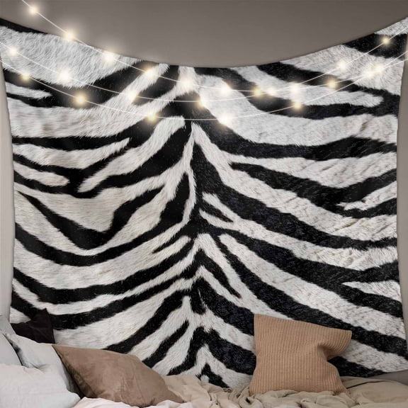 Black White Zebras Tapestry for Bedroom Wall Hanging Tapestry, Vintage Abstract Art Ceiling Backdrop Tapestries Poster Blanket Wall Decor for Teens Room Living Room Dorm 55" x 73"