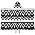 thumbnail image 1 of Black and White Zigzag Pattern Hooded Bath Towel，60"x35" for Ages 3 To 12 Kids, Quick Dry Lightweight Soft Microfiber Hood Beach Towel Cover Up for Kids, 1 of 7