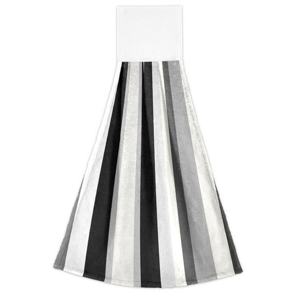 Black White and Gray Stripes 2 Pack 14''x18'' Hand Towels Soft Coral Fleece Quick Dry Hook and Loop for Kitchen Bathroom