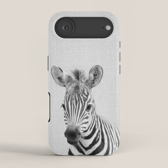 Black, White and Gray Zebra Portrait Tough Case for Apple iPhone, Dual ...
