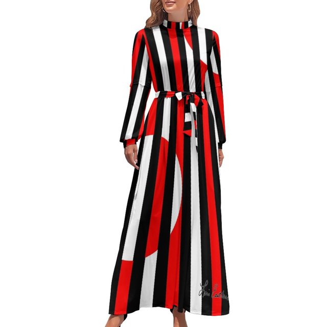 Black White and Red All Over! Long Dress Beachwear evening dresses