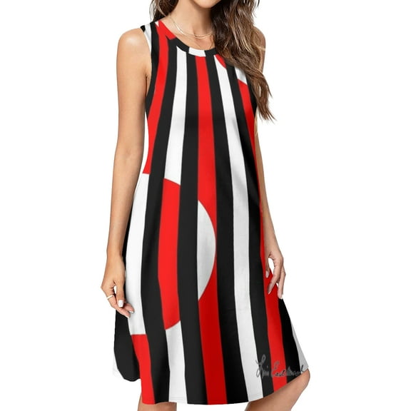Black White and Red All Over! Spring Summer Dresses for Women Fashion T-shirt Dress Casual Sleeveless Loose Sundress with Pockets