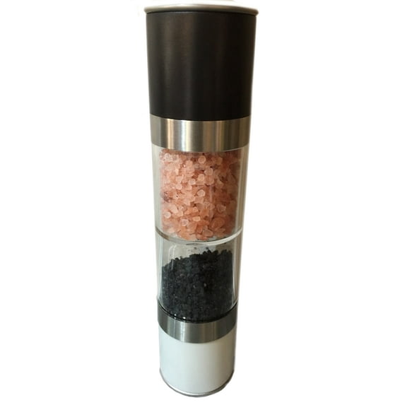 Black & White or Stainless Steel Finish Salt & Pepper Mill/Grinder Set Automatic