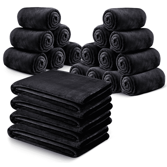 Moonlight20015 Wholesale Fleece Throw Blankets 20-Packs All-Season Soft Plush Throw for Charity, Shelter, & Home Washable, Lightweight & Cozy Black (50"x60")