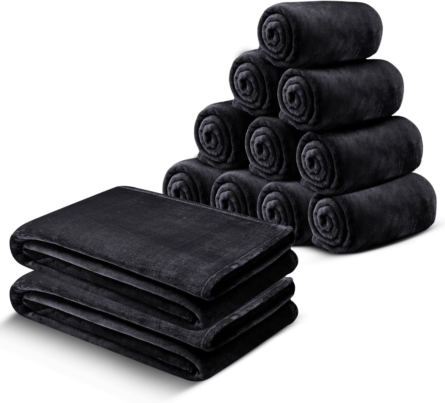 Moonlight20015 Wholesale Fleece Twin Blankets 12-Packs All-Season Soft Plush Throw for Charity, Shelter, & Home Washable, Lightweight & Cozy Black (60"x80")