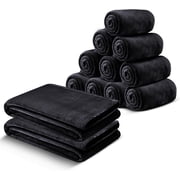 Moonlight20015 Wholesale Fleece Twin Blankets 12-Packs All-Season Soft Plush Throw for Charity, Shelter, Home Washable, Lightweight & Cozy Black 60"x80"
