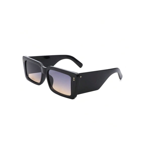 Black Wide Irregular Frame Sunglasses - Dark Lens UV Protection Bold Stylish Daily Eyewear
