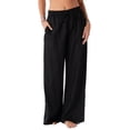 thumbnail image 1 of Black Wide Leg Drawstring Pants, 1 of 7