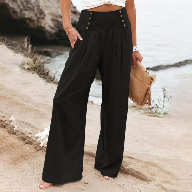 Shops black wide leg summer trousers