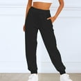 thumbnail image 1 of Black Wide Leg Sweatpants Women Mens Pants Casual Solid Color Track Cuff Workout Pants with Pocket Fashion Clothing, 1 of 6
