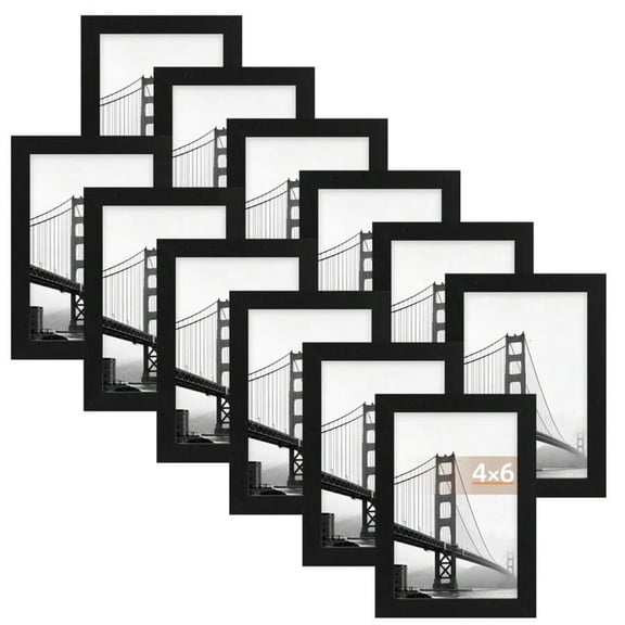 Black Wide Picture Frame with Glass, Vertical/Horizontal Wall Display Photo Frame for Home, Party Decor