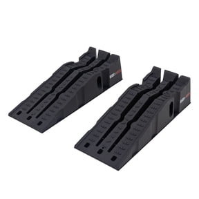 Black Widow 13in W Stackable Plastic Car Service Ramps 16,000 lb. GVW Capacity per Pair, Lightweight High-Impact Grid Design, 6.25in Lift Height, Built-in Handles