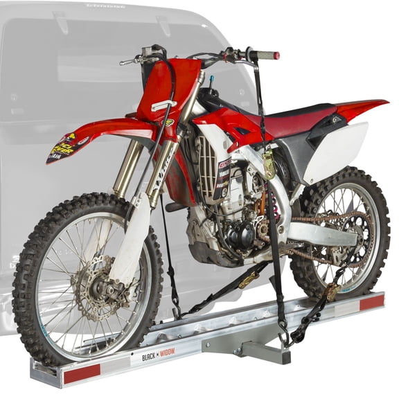Motorcycle Carrier, 2in Hitch, for Car Truck SUV,  Extra-Long 6' Ramp, 400 lb Capacity, Dirt Bike Carrier, Black Widow