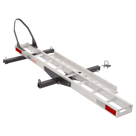 Black Widow Motorcycle Hitch Carrier with Wheel Chock, Ramp, Anti-Rattle, 400 lb Capacity