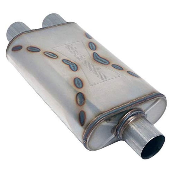 Black Widow BWSDV233 Venom 250 Series Stainless Steel Oval Gray Exhaust Muffler - 3 in. Side ID x 3 in. Dual OD