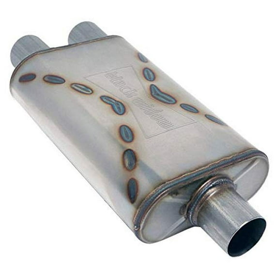 Black Widow BWSDV233 Venom 250 Series Stainless Steel Oval Gray Exhaust Muffler - 3 in. Side ID x 3 in. Dual OD